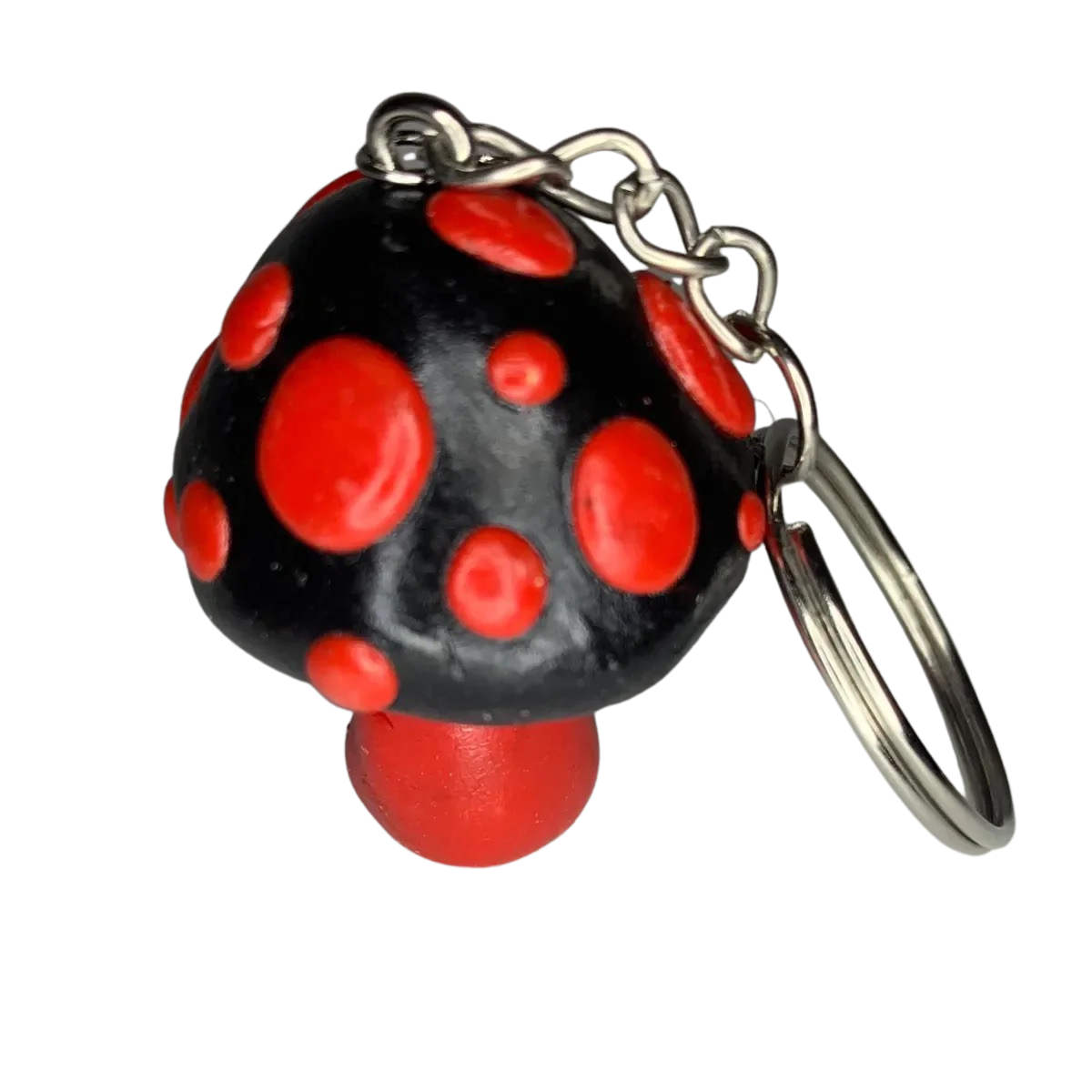 Black and Red Goth Mushroom Keychains, cute, cartoon, stylized
