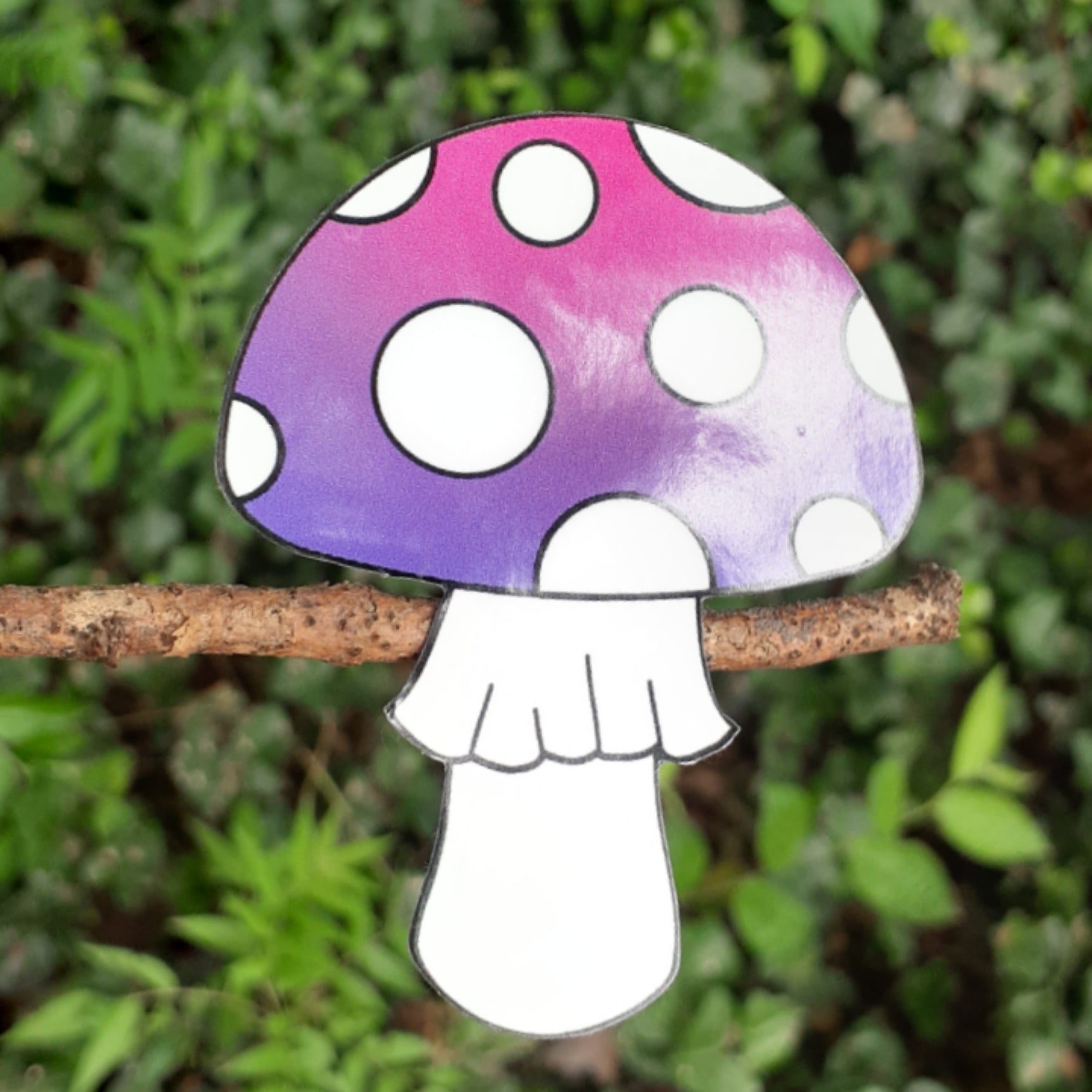 3” Mushroom Sticker, Purple pink , white spots, Waterproof - LumiFae