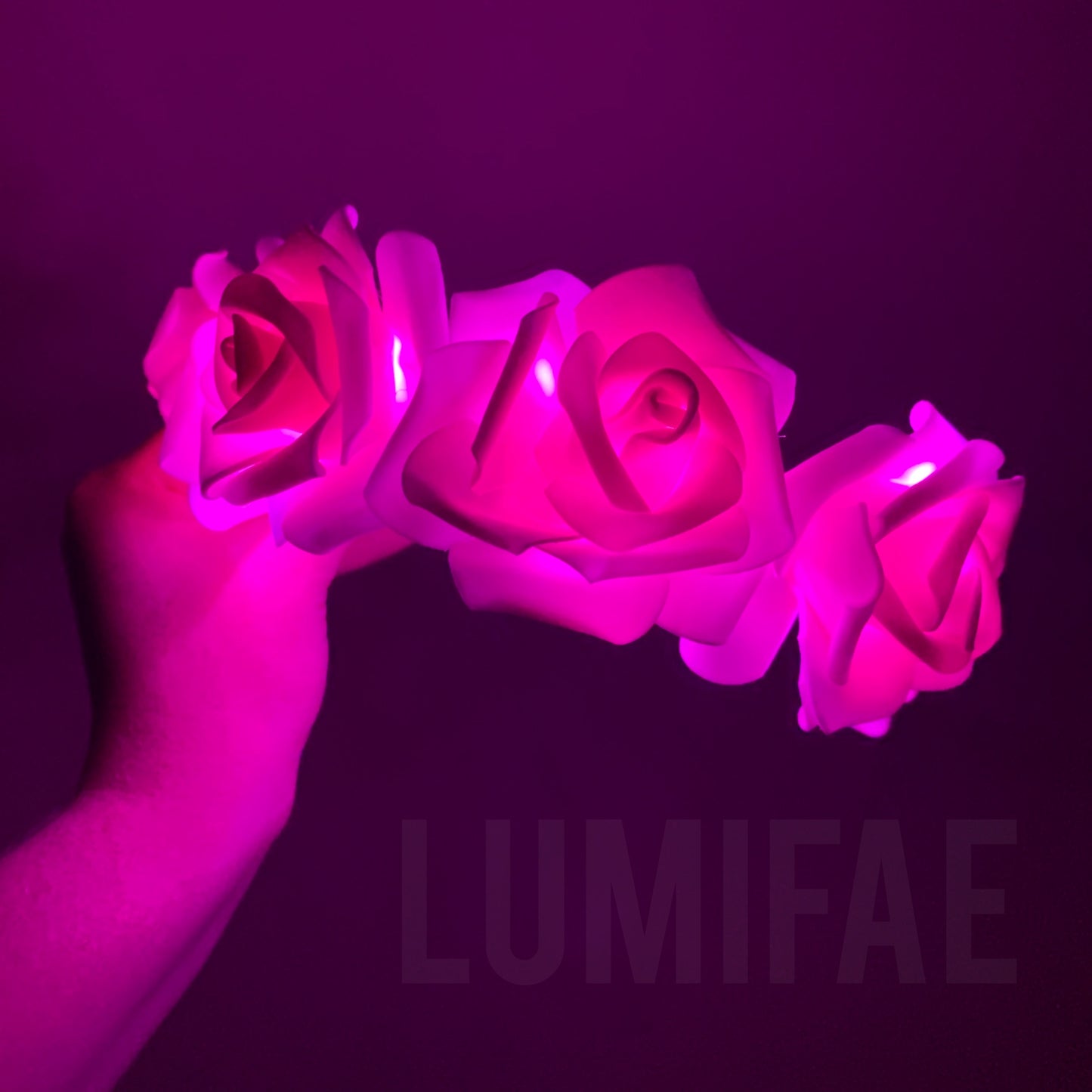 LED Rose Crown, Glowing Flower Tiara, Made-to-Order