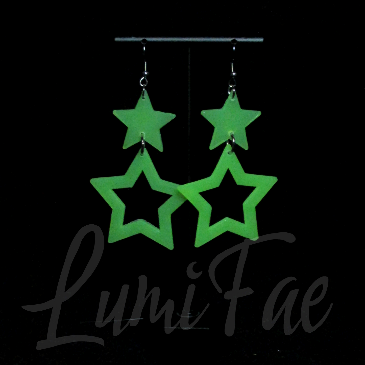 Glow in the Dark Star Earrings - Ultra Lightweight, UV Reactive - LumiFae