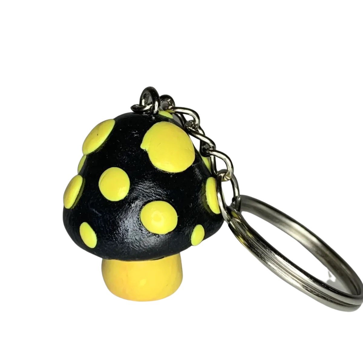 Black and Yellow Goth Mushroom Keychains,Bumblebee, cute, cartoon, stylized