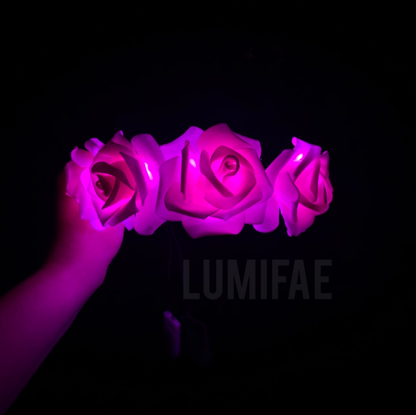 LED Rose Crown, Glowing Flower Tiara, Made-to-Order