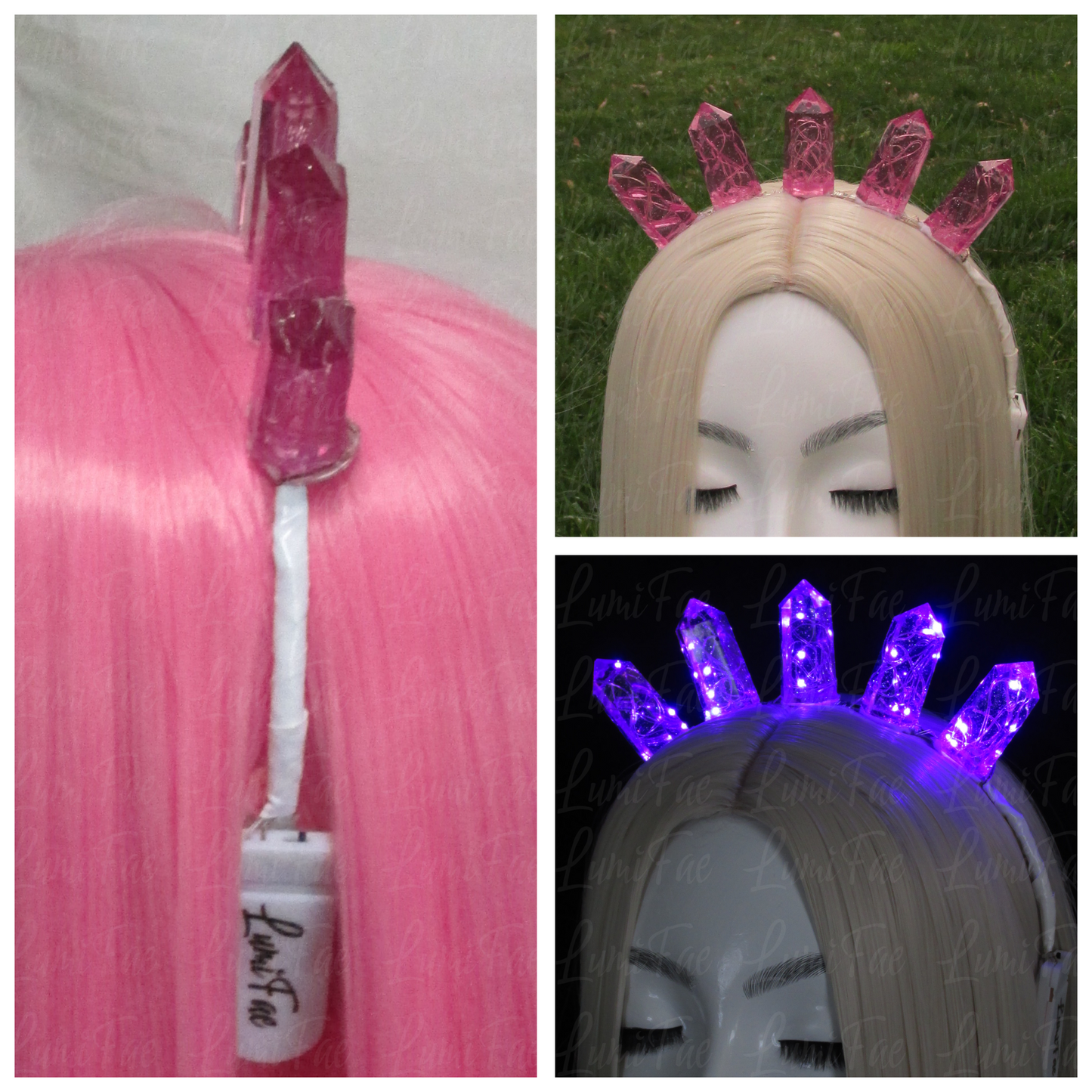 Purple Pink LED Gem Tiara Headband, Prototype Crown, Small