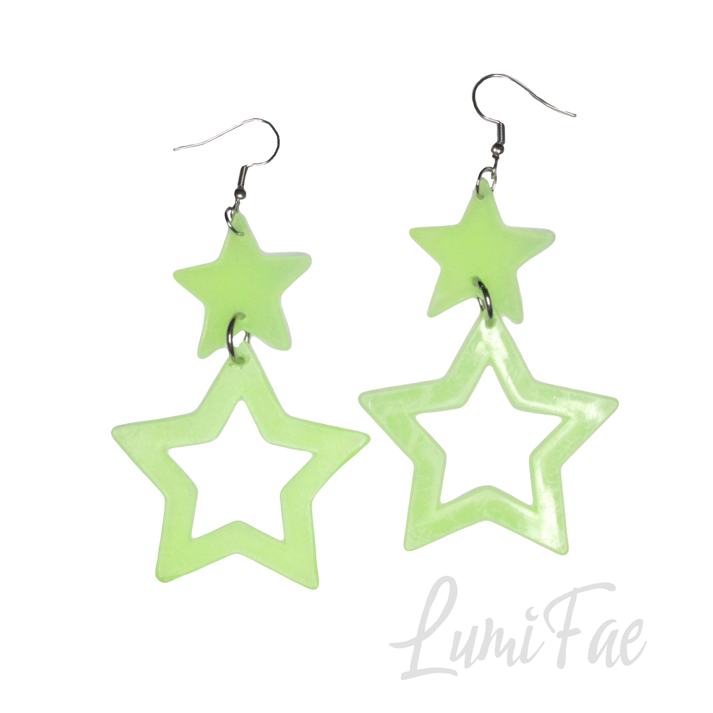 Glow in the Dark Star Earrings - Ultra Lightweight, UV Reactive - LumiFae