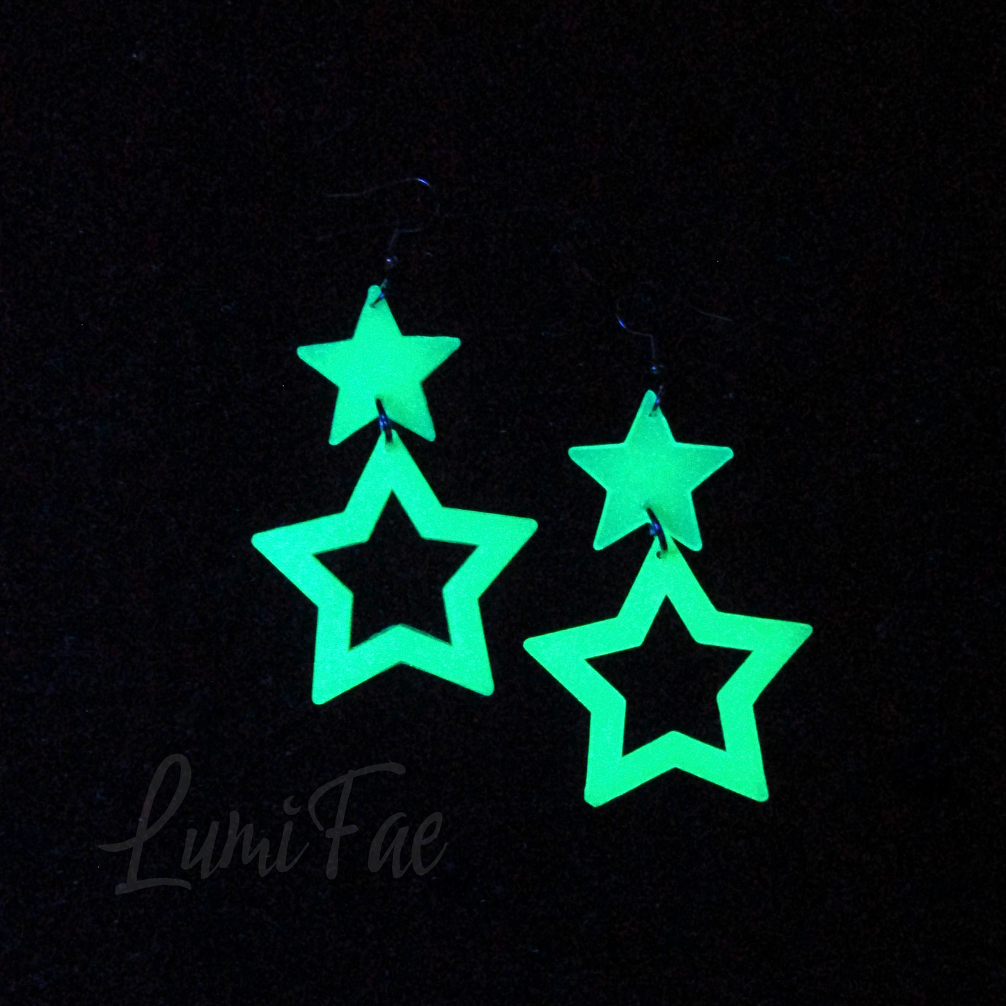 Glow in the Dark Star Earrings - Ultra Lightweight, UV Reactive - LumiFae