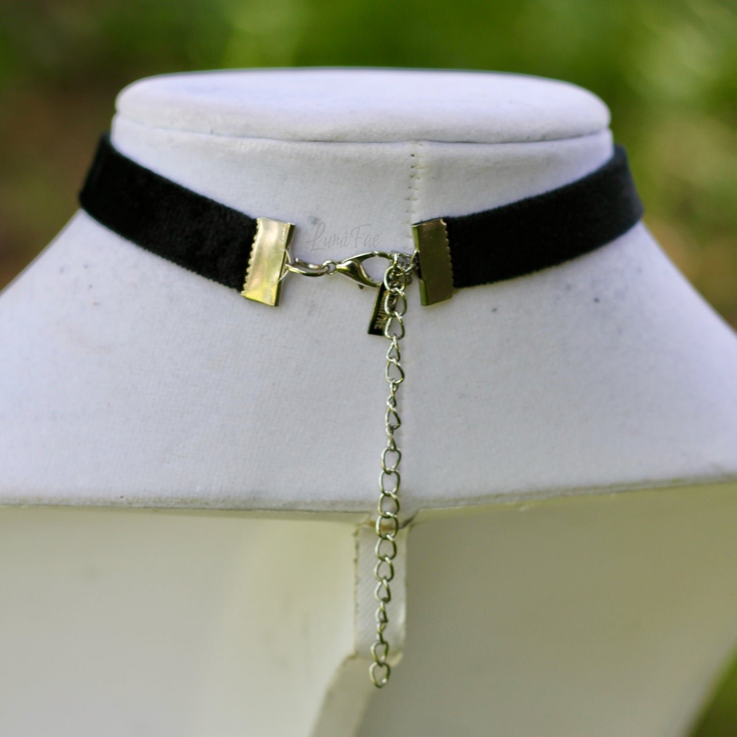 Sunset Crescent Moon Choker - Black Velvet Adjustable Necklace, Resin Pendant, Handmade - LumiFae