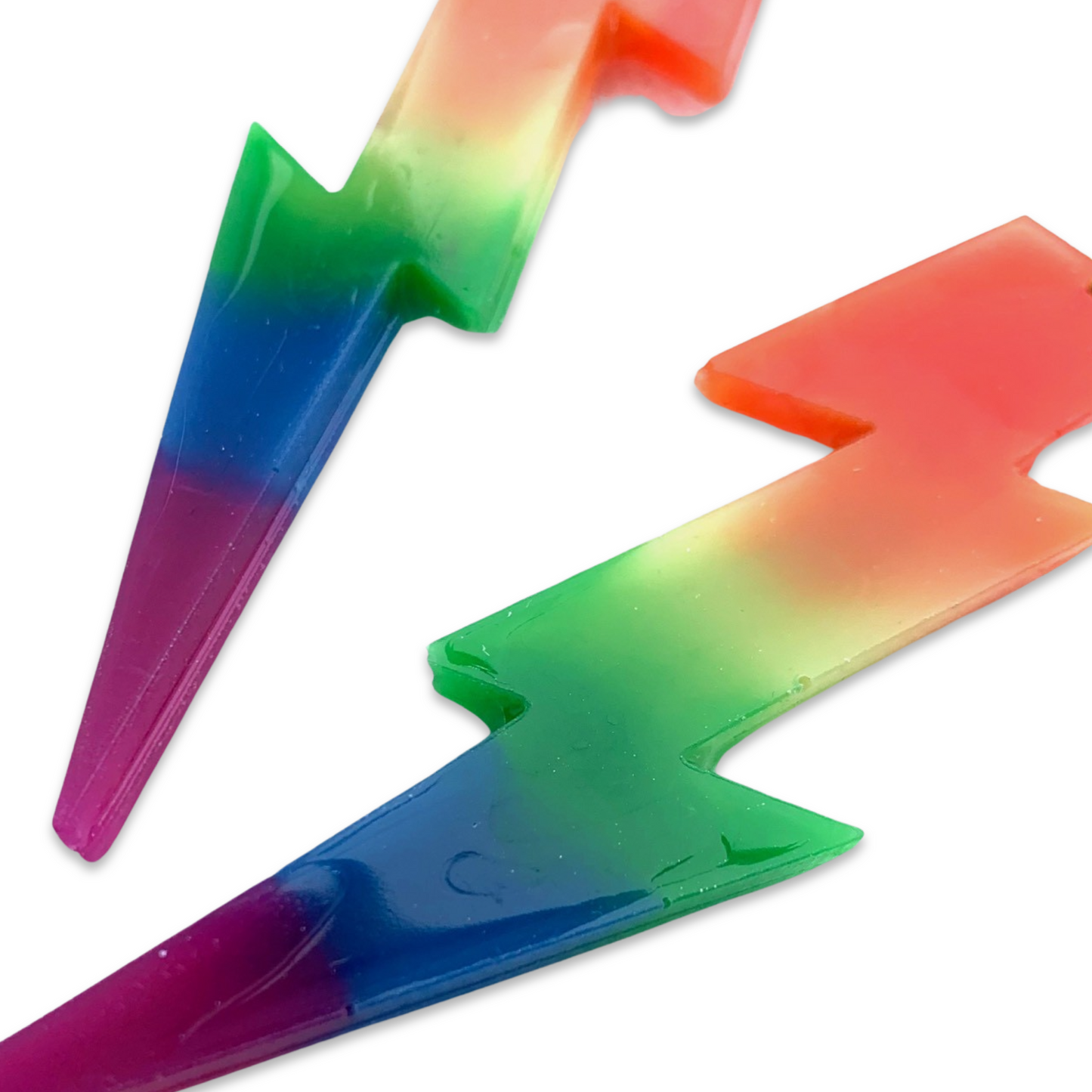 Rainbow Lightning Bolt Earrings, Gold Hooks