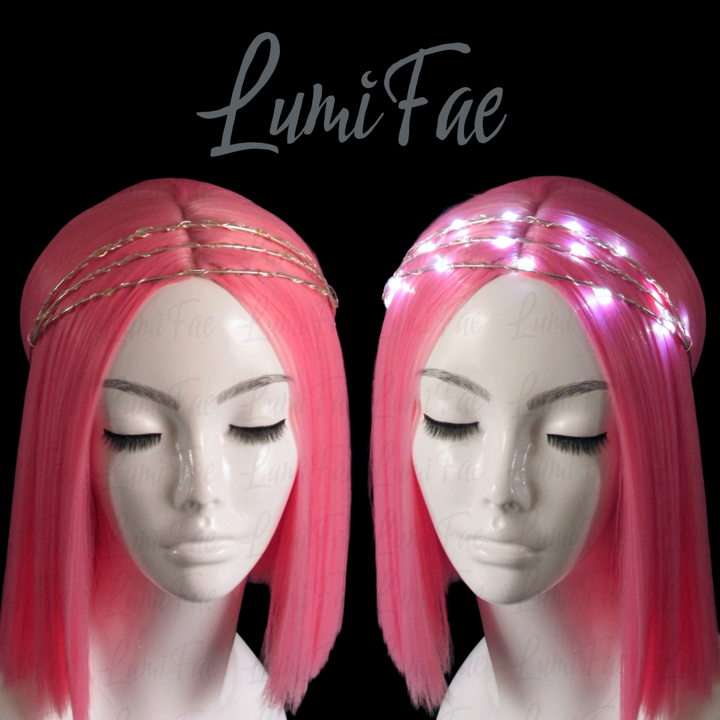 Triple LED starlight layered headband crown - cool white, fairy, goddess, ethereal, light up headband, fantasy, romantic, bridal, handmade - LumiFae