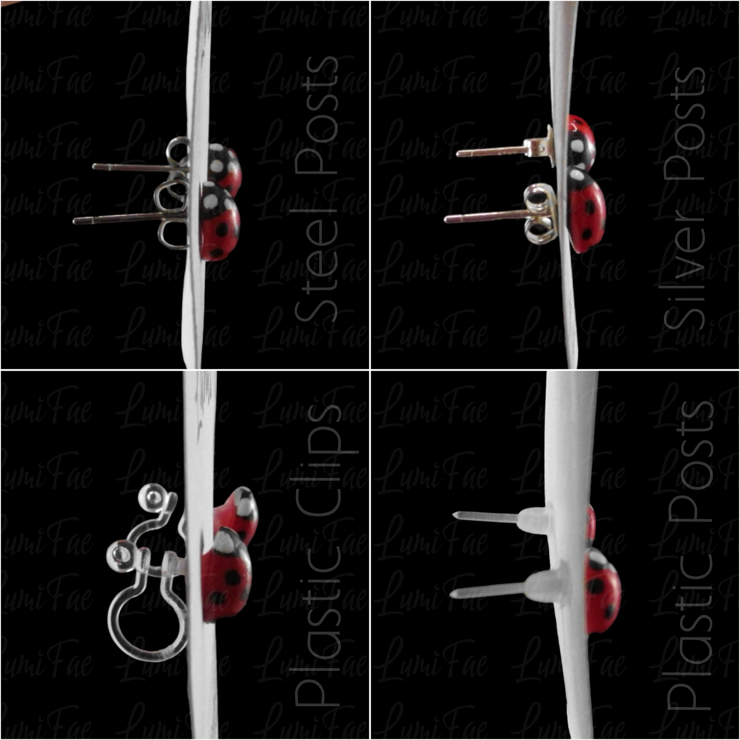Ladybug Stud Earrings - Realistic, Hypoallergenic, Handcrafted - LumiFae