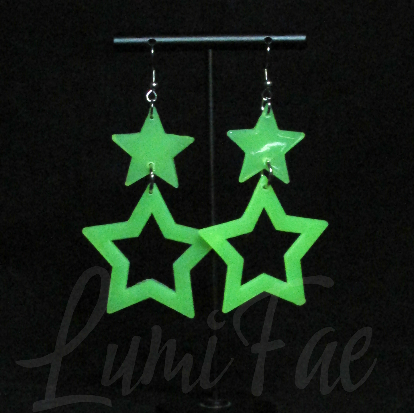 Glow in the Dark Star Earrings - Ultra Lightweight, UV Reactive - LumiFae