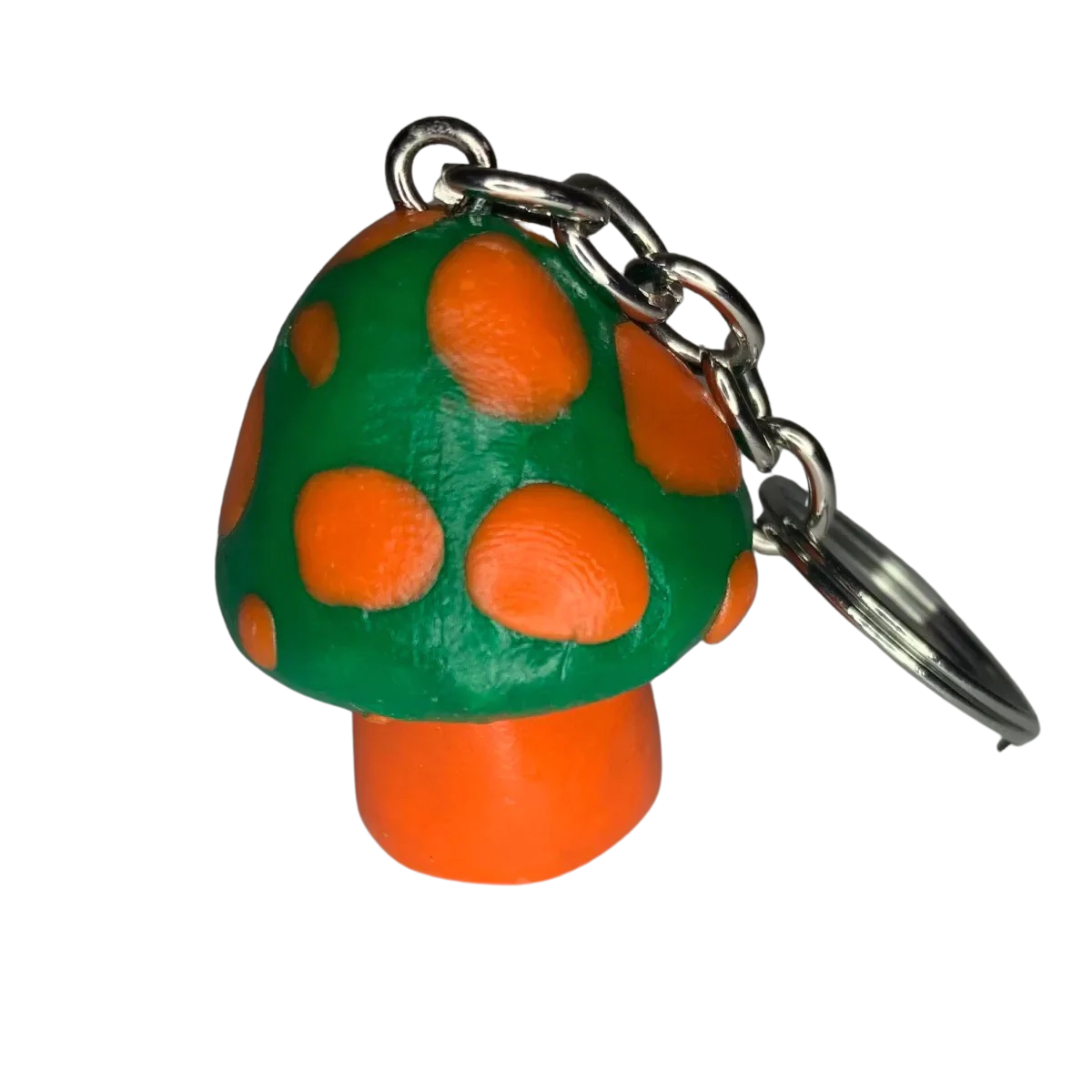 Green and Orange Mushroom Keychains, cartoon, stylized, cute, school colors, team colors, wildcard