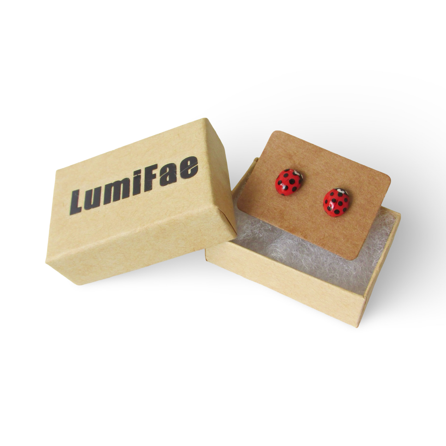 Ladybug Stud Earrings - Realistic, Hypoallergenic, Handcrafted - LumiFae