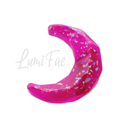 Deep Dark Sparkly Pink Glitter Moon Hair clip, 2.5”