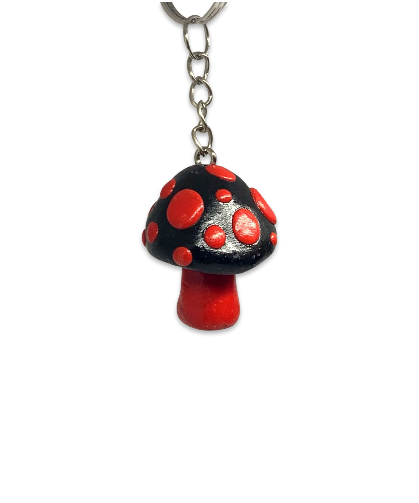 Black and Red Goth Mushroom Keychains, cute, cartoon, stylized