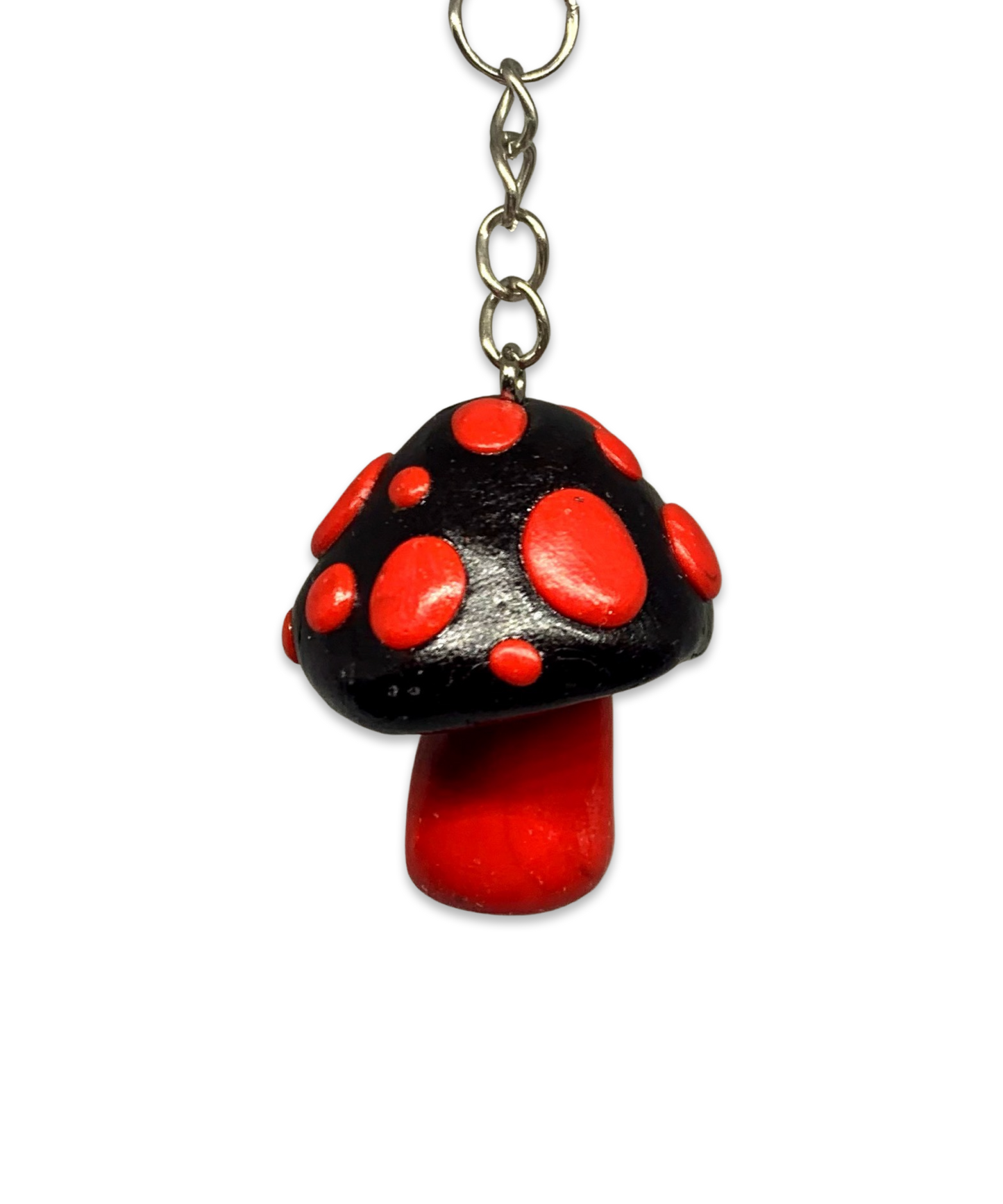 Black and Red Goth Mushroom Keychains, cute, cartoon, stylized