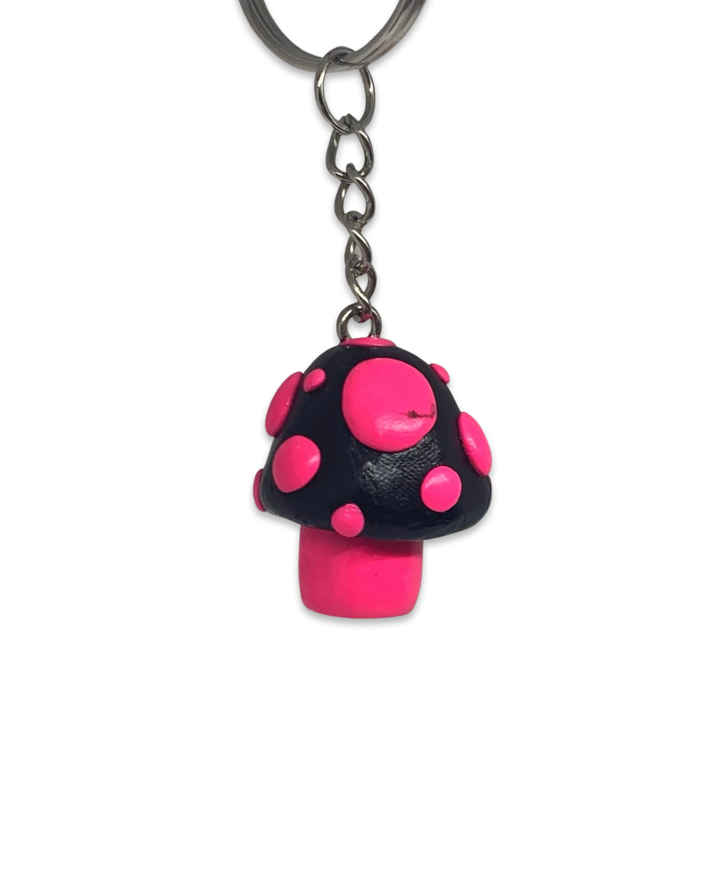 Black and Pink Goth Mushroom Keychains, cute, cartoon, stylized