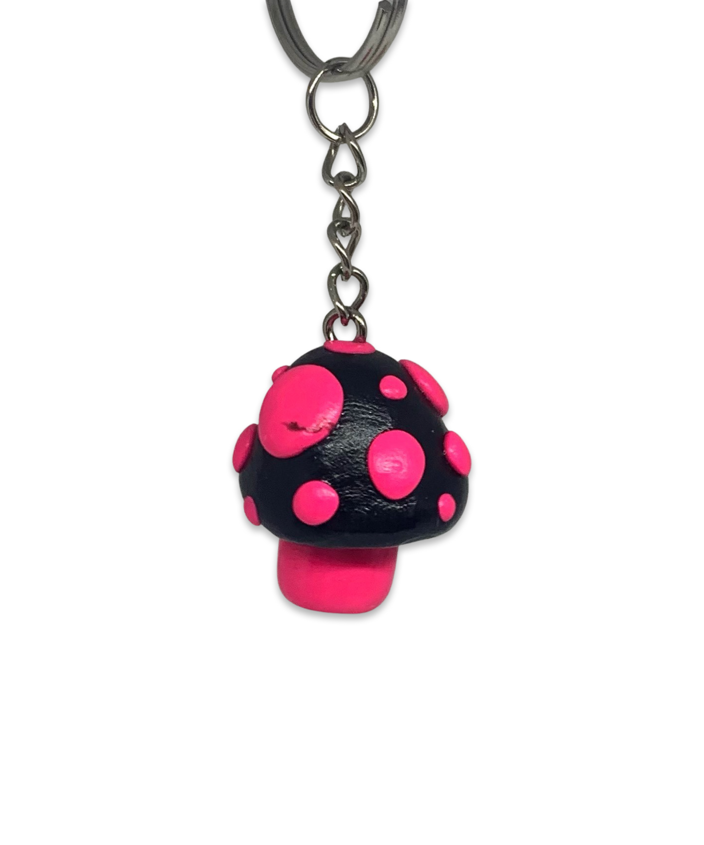 Black and Pink Goth Mushroom Keychains, cute, cartoon, stylized