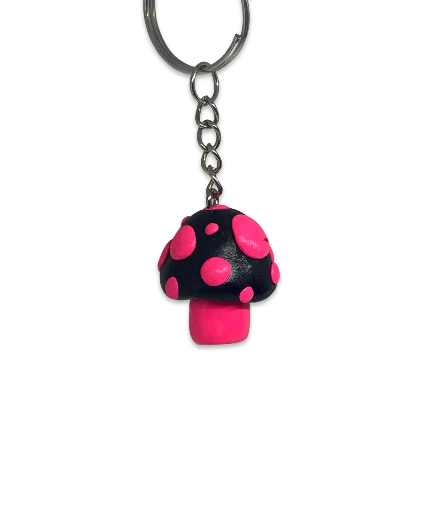 Black and Pink Goth Mushroom Keychains, cute, cartoon, stylized