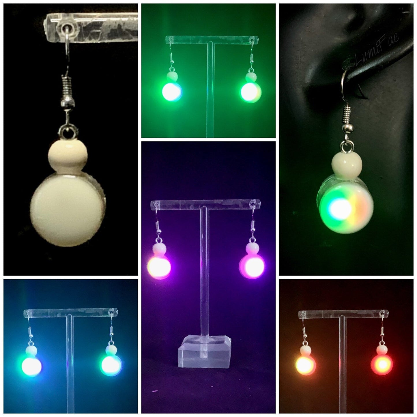 Color Changing LED Baubles, earrings - LumiFae