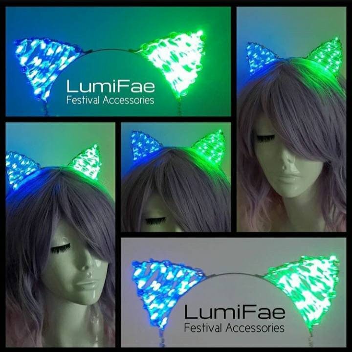 Custom LED Dual Color Cat Ears Headband - LumiFae