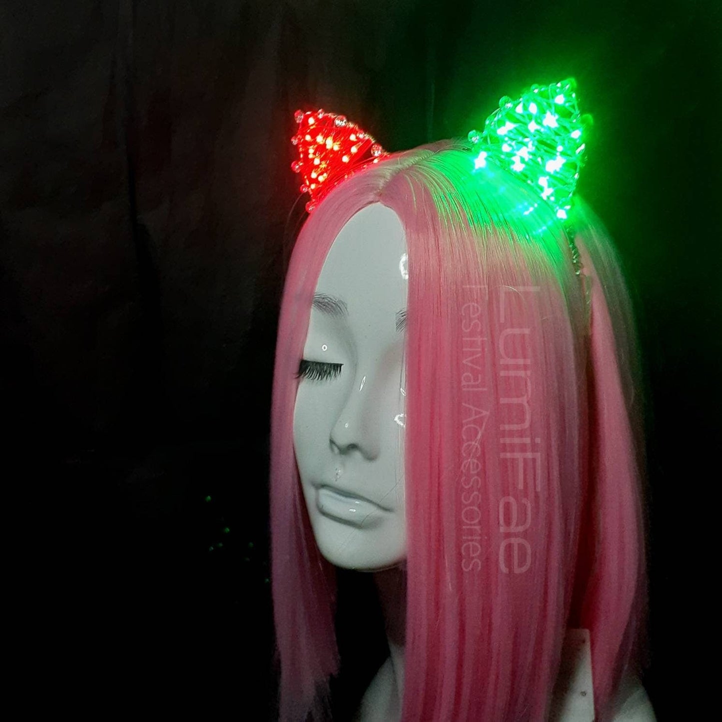 Custom LED Dual Color Cat Ears Headband - LumiFae