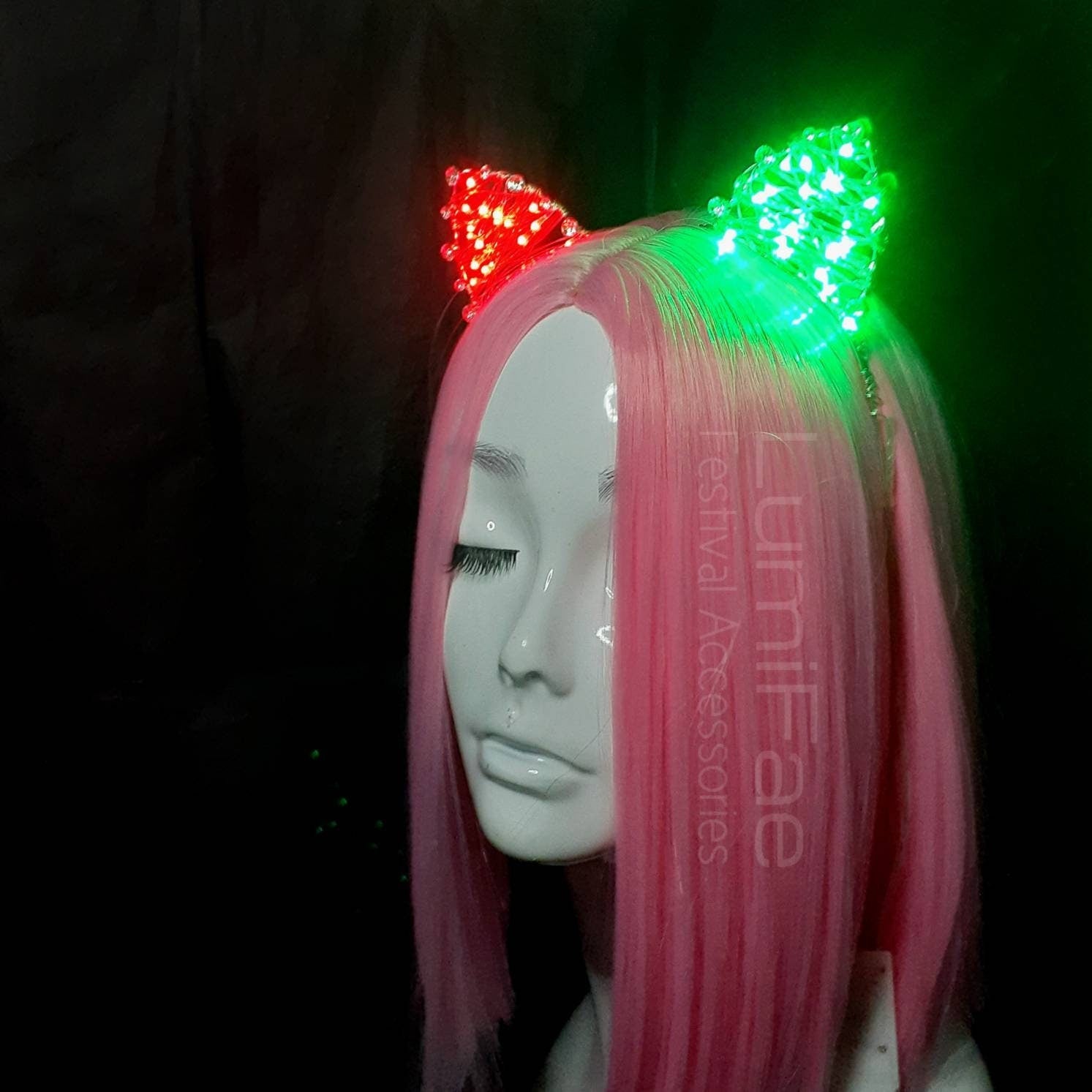 Custom LED Dual Color Cat Ears Headband - LumiFae