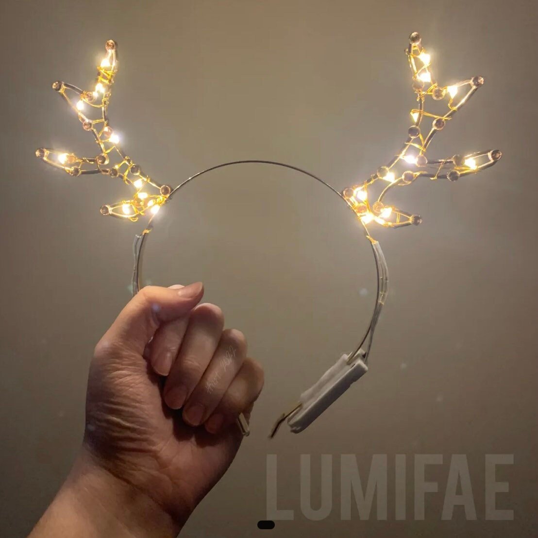 Gold LED Wire Antlers Headband - LumiFae