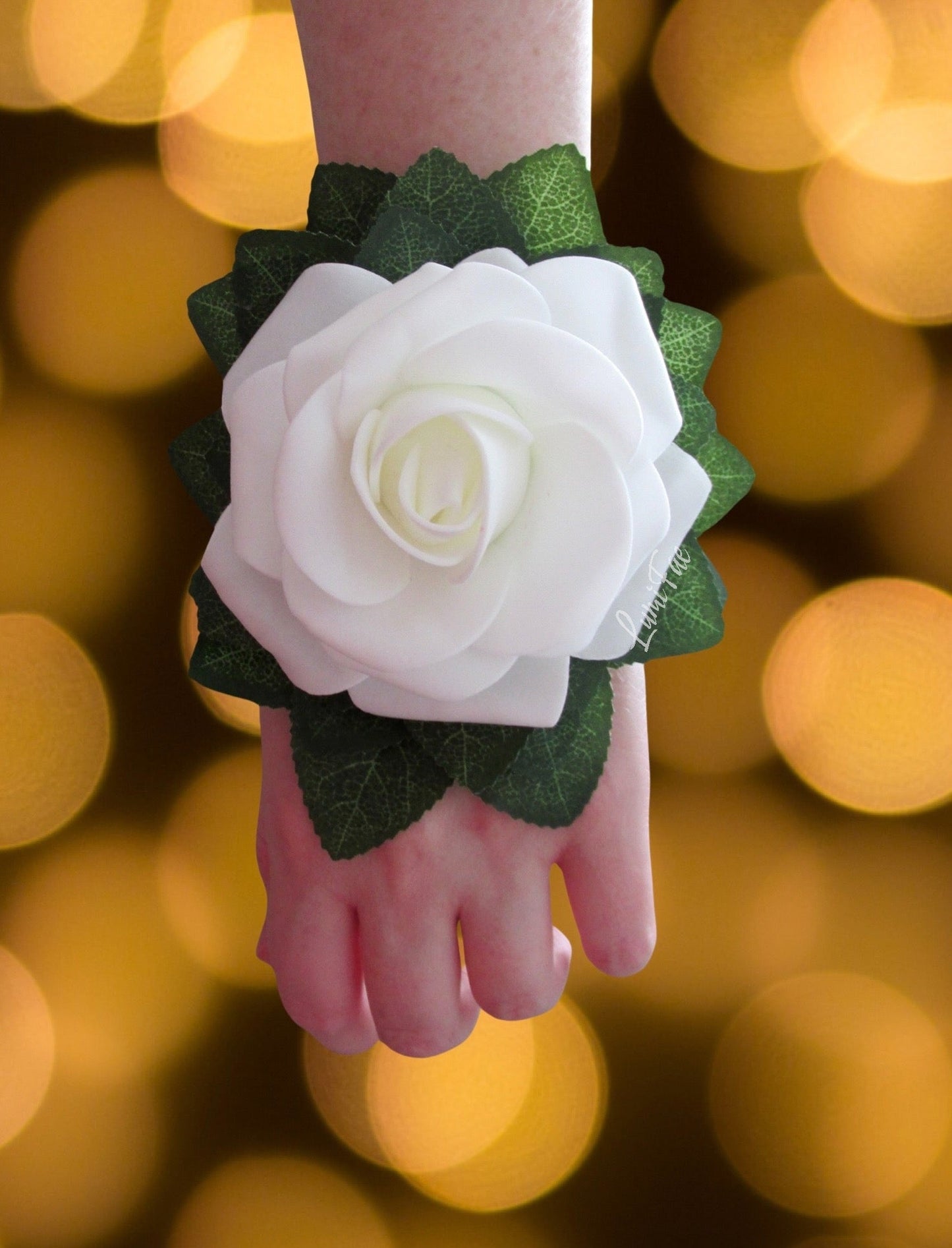 LED White Rose Wrist Corsage - LumiFae