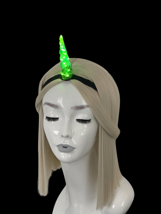 Neon Green LED Unicorn Horn Headband - LumiFae