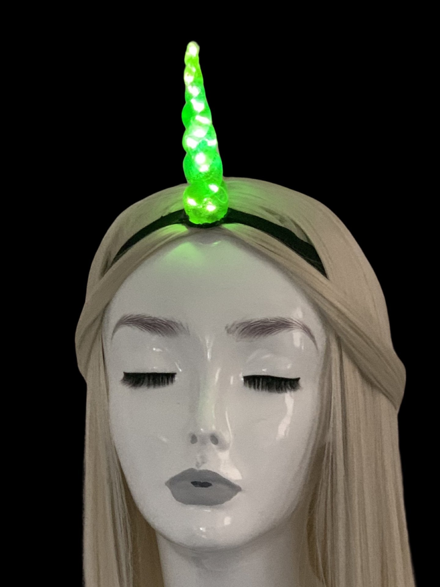 Neon Green LED Unicorn Horn Headband - LumiFae