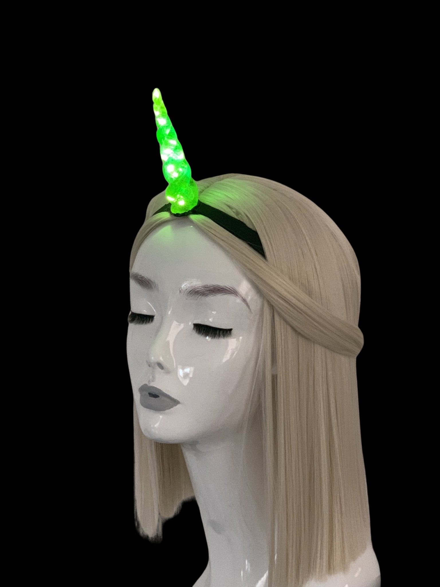 Neon Green LED Unicorn Horn Headband - LumiFae