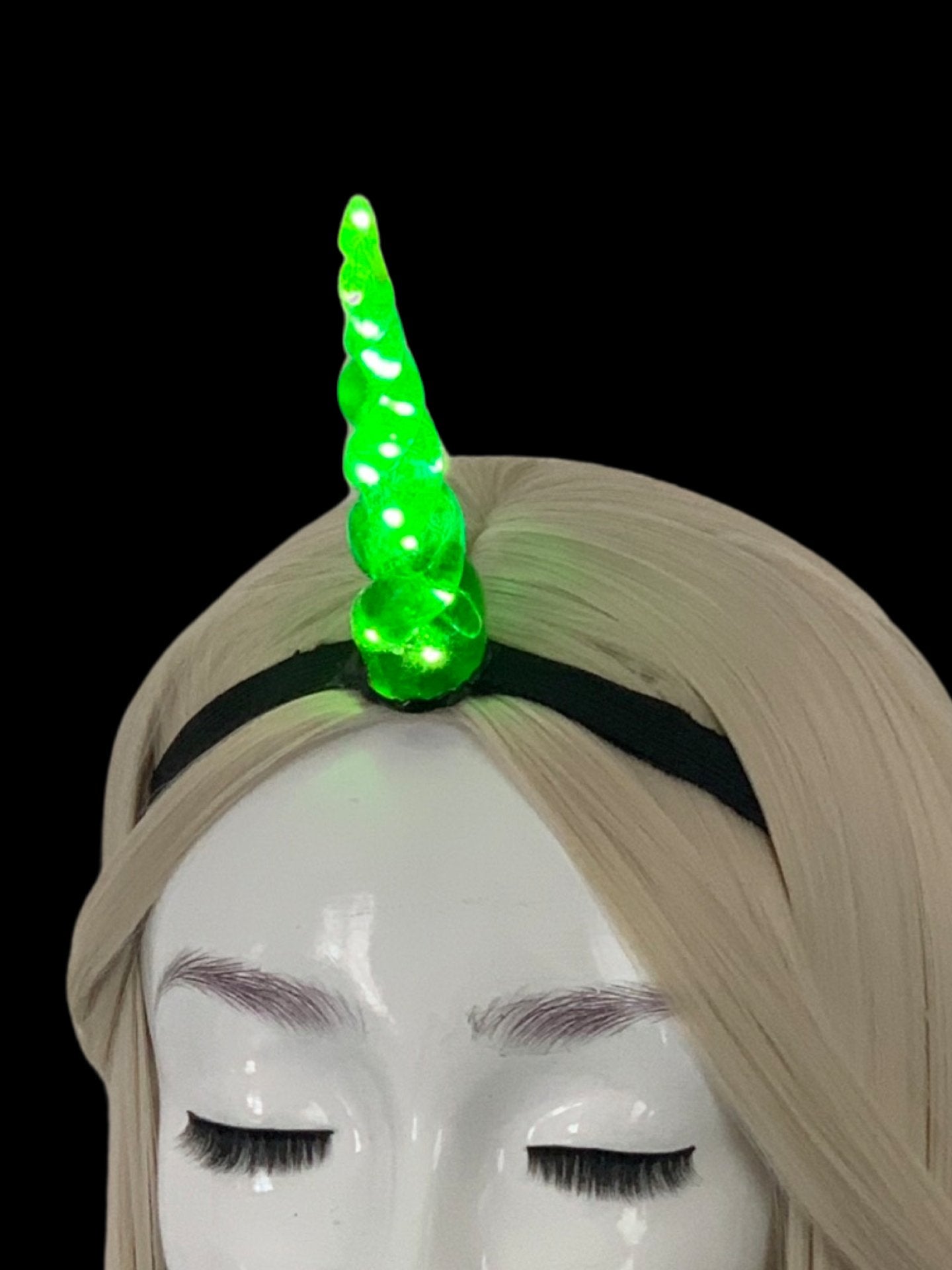 Neon Green LED Unicorn Horn Headband - LumiFae