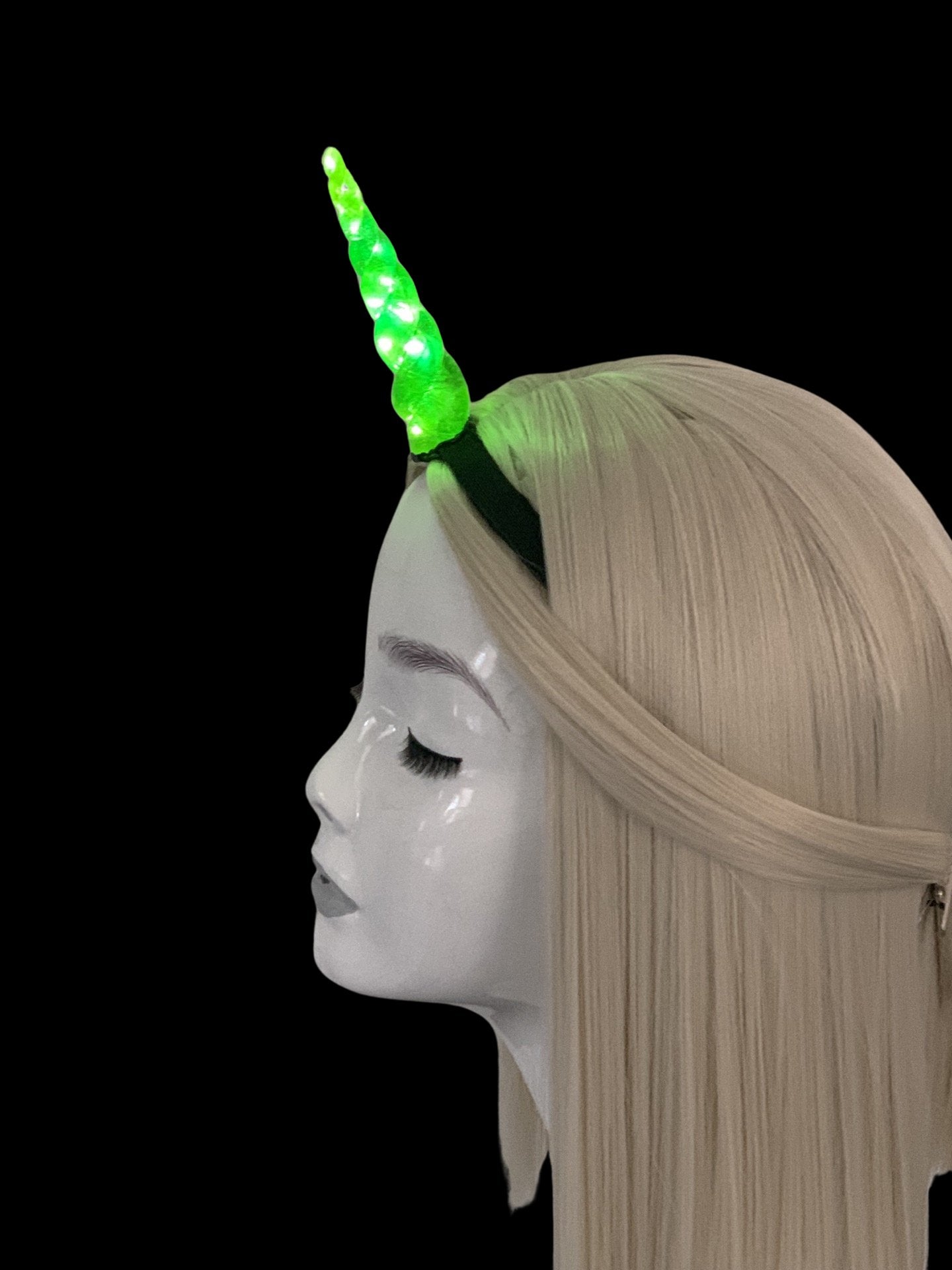 Neon Green LED Unicorn Horn Headband - LumiFae