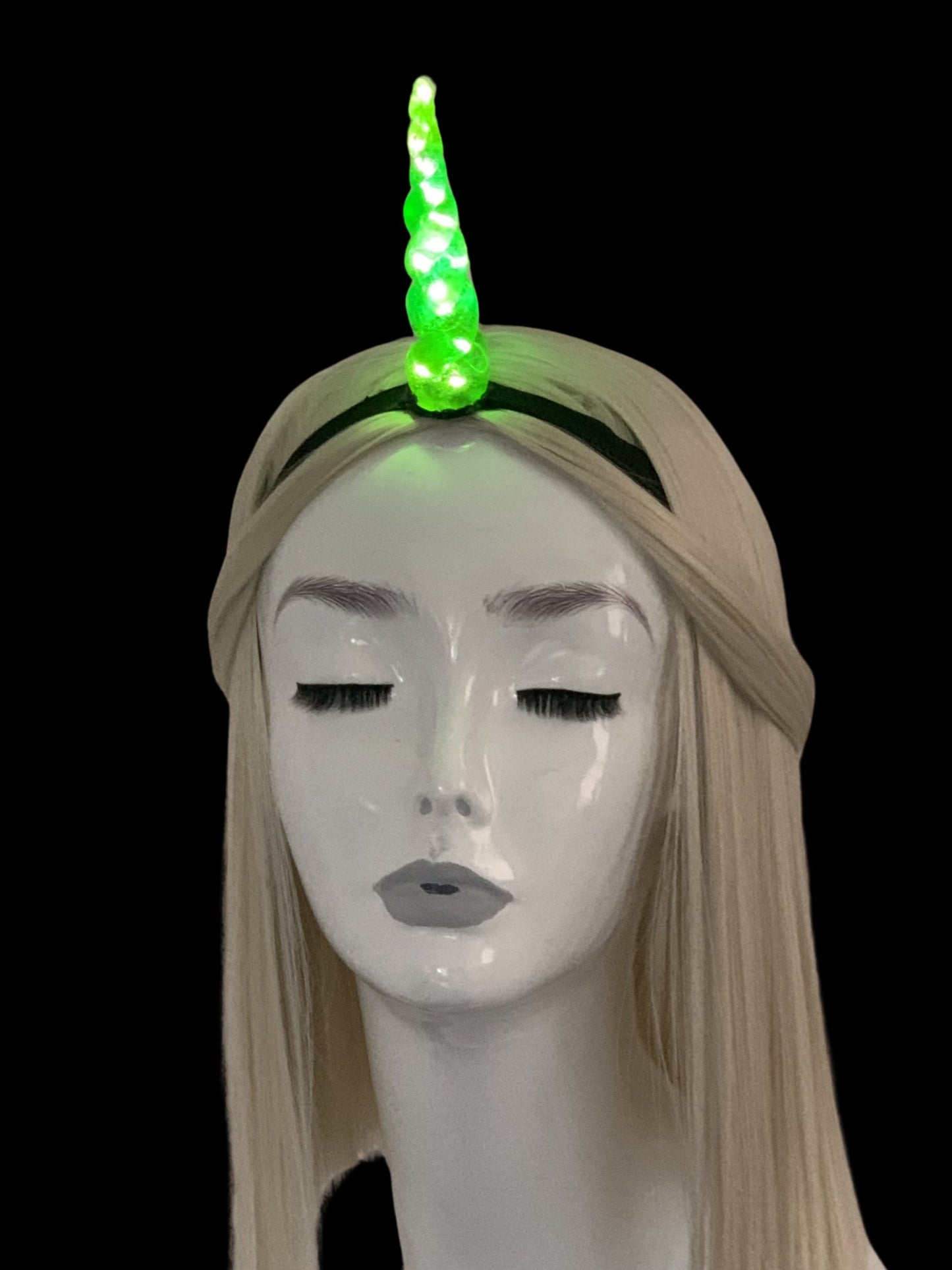 Neon Green LED Unicorn Horn Headband - LumiFae
