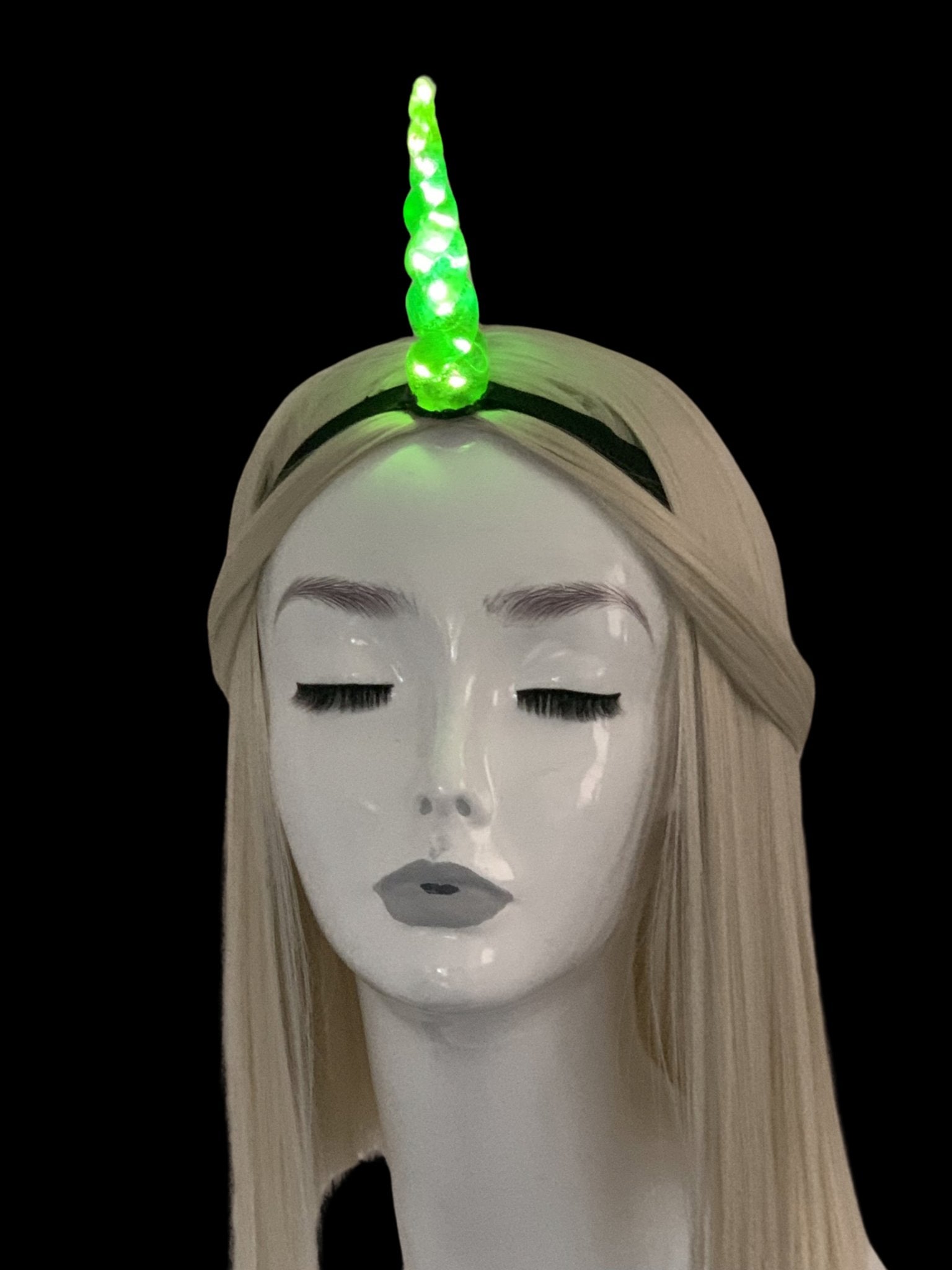 Neon Green LED Unicorn Horn Headband - LumiFae