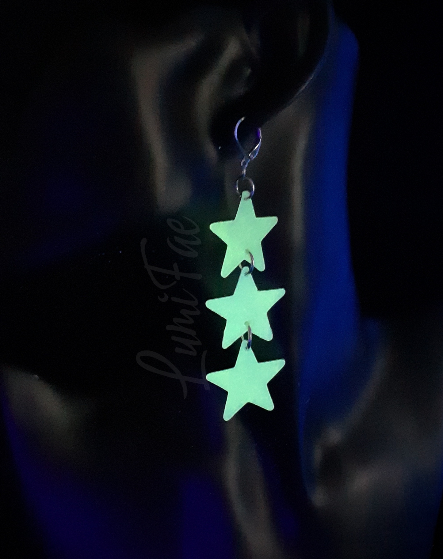 Glow-in-the-Dark Star Earrings, Ultra Lightweight, UV Reactive