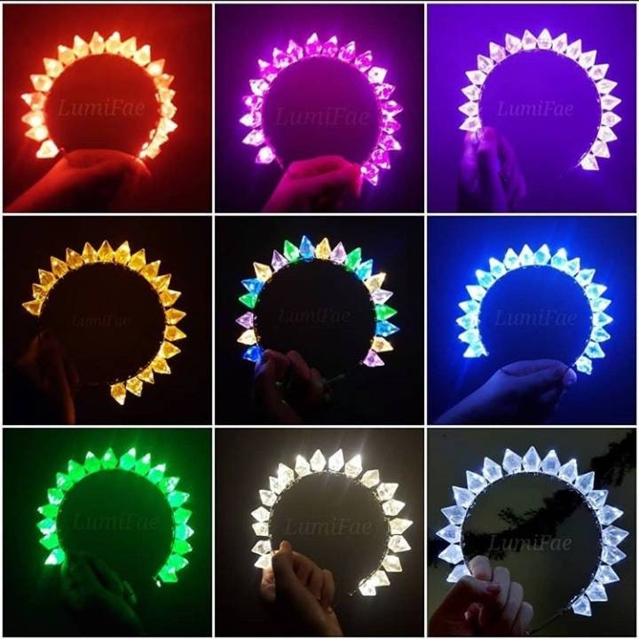 LED Gem Tiara Crown - Light up Resin Crystal Halo Headband, Handmade, Fantasy Festival Costume, Bridal - LumiFae