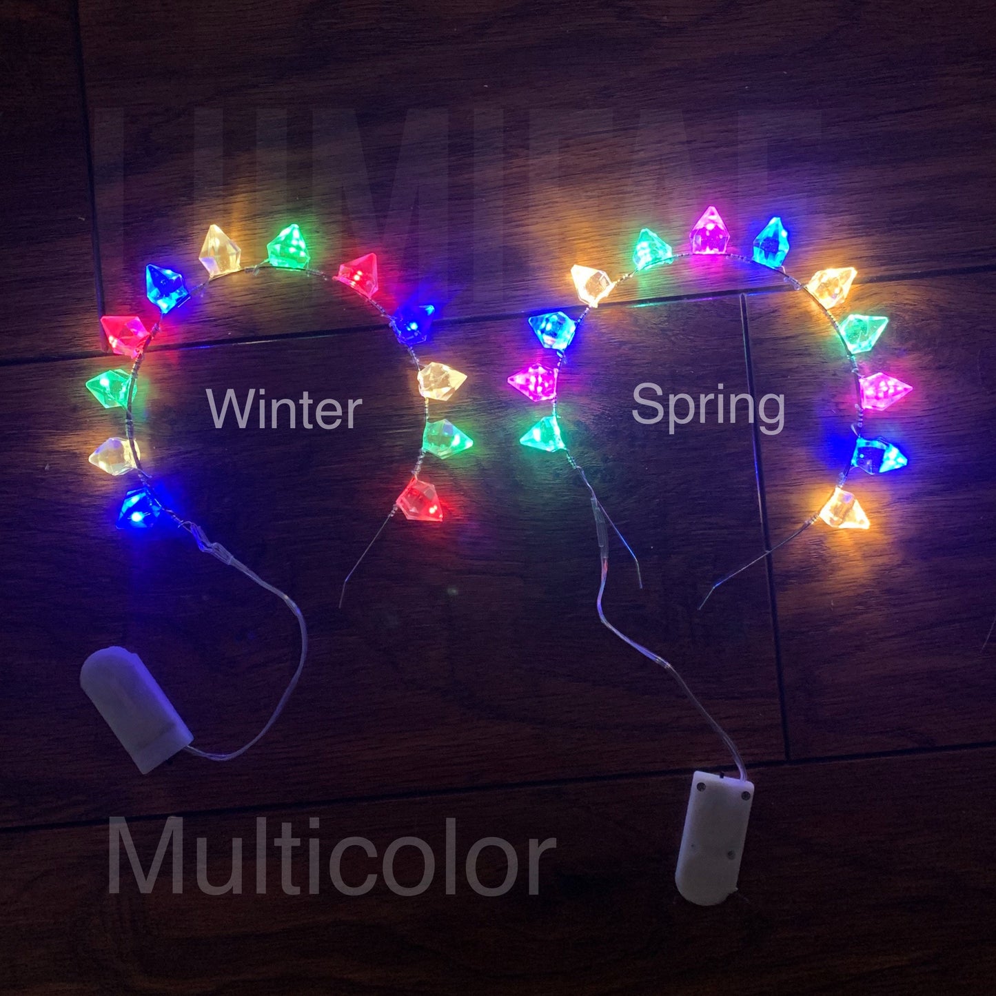 LED Gem Tiara Crown - Light up Resin Crystal Halo Headband, Handmade, Fantasy Festival Costume, Bridal - LumiFae