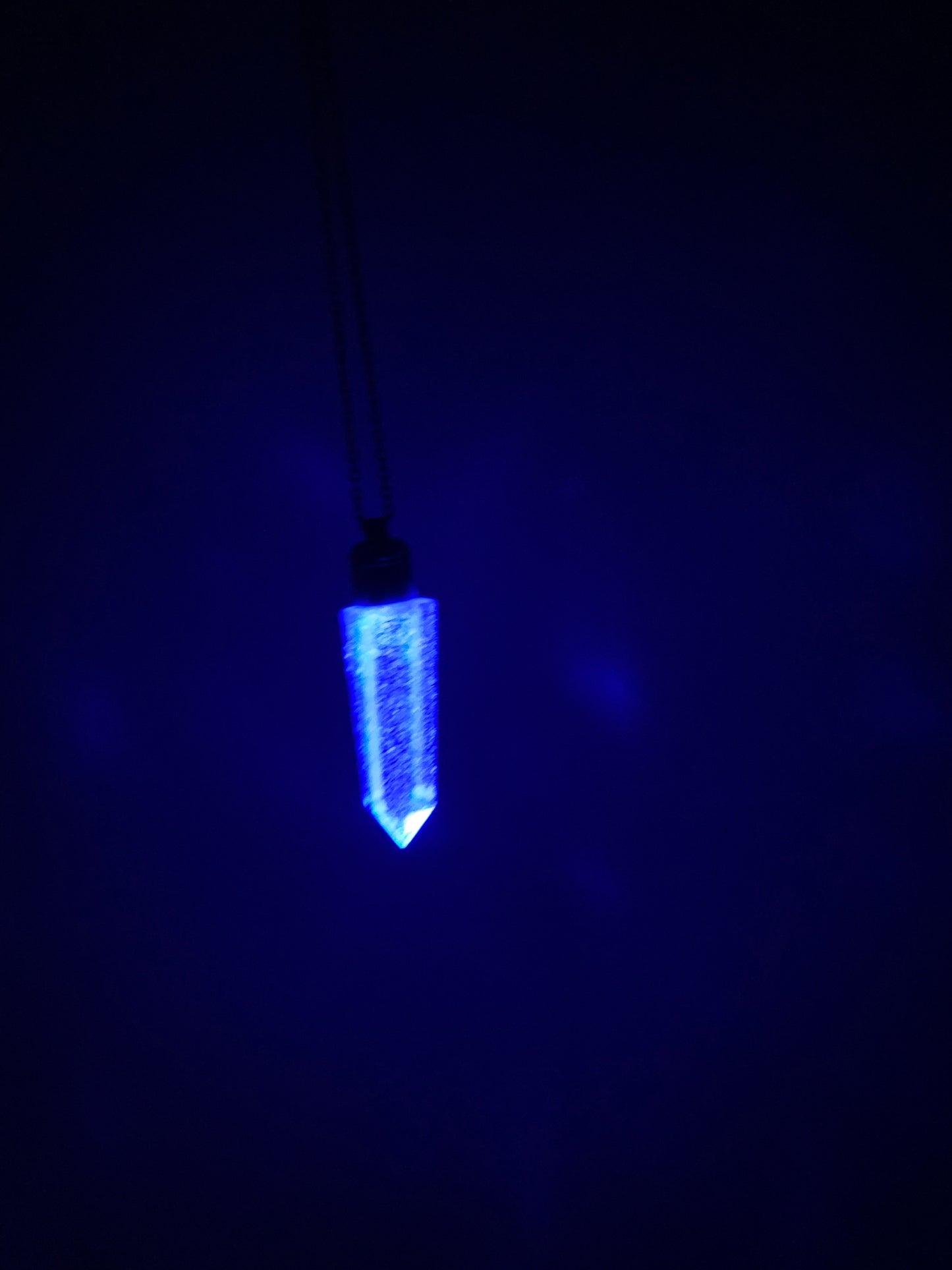 Blue LED Crystal Necklace, Glowing, Resin