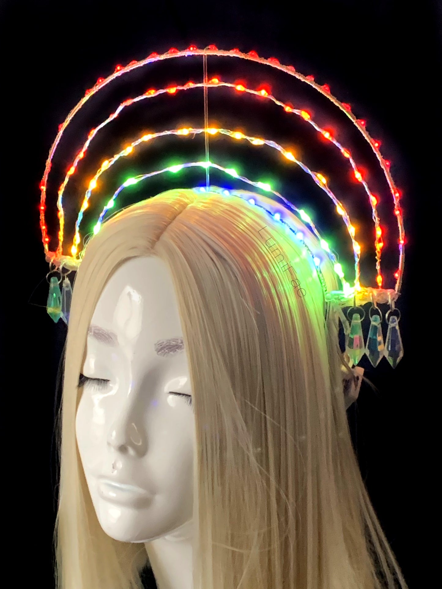 LED Rainbow Headpiece with Crystals, Old School Rainbow, Traditional Rainbow