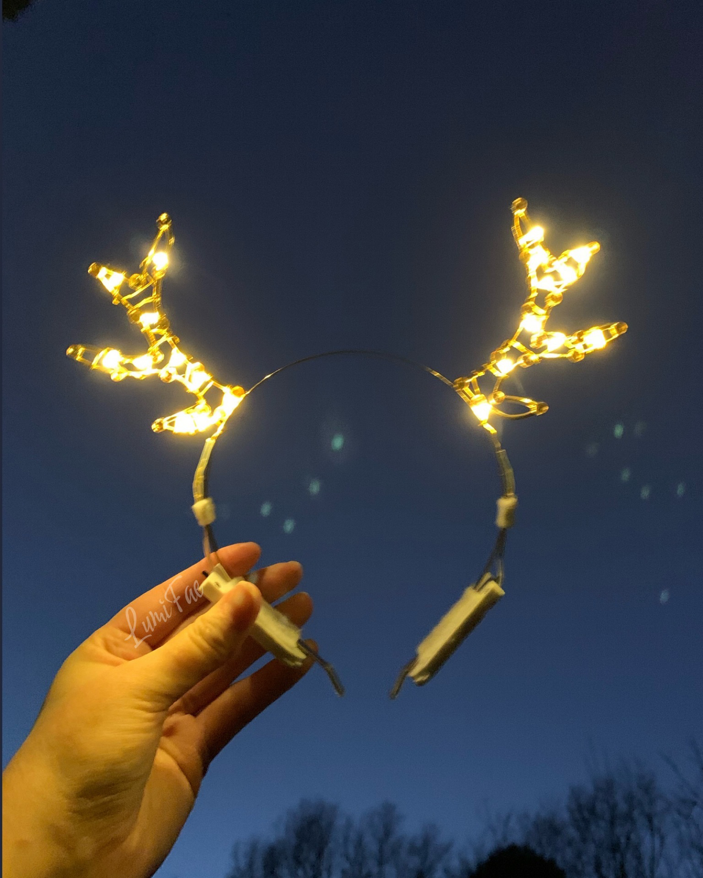 Gold LED Wire Antlers Headband - Light Up Deer Antler Crown - LumiFae