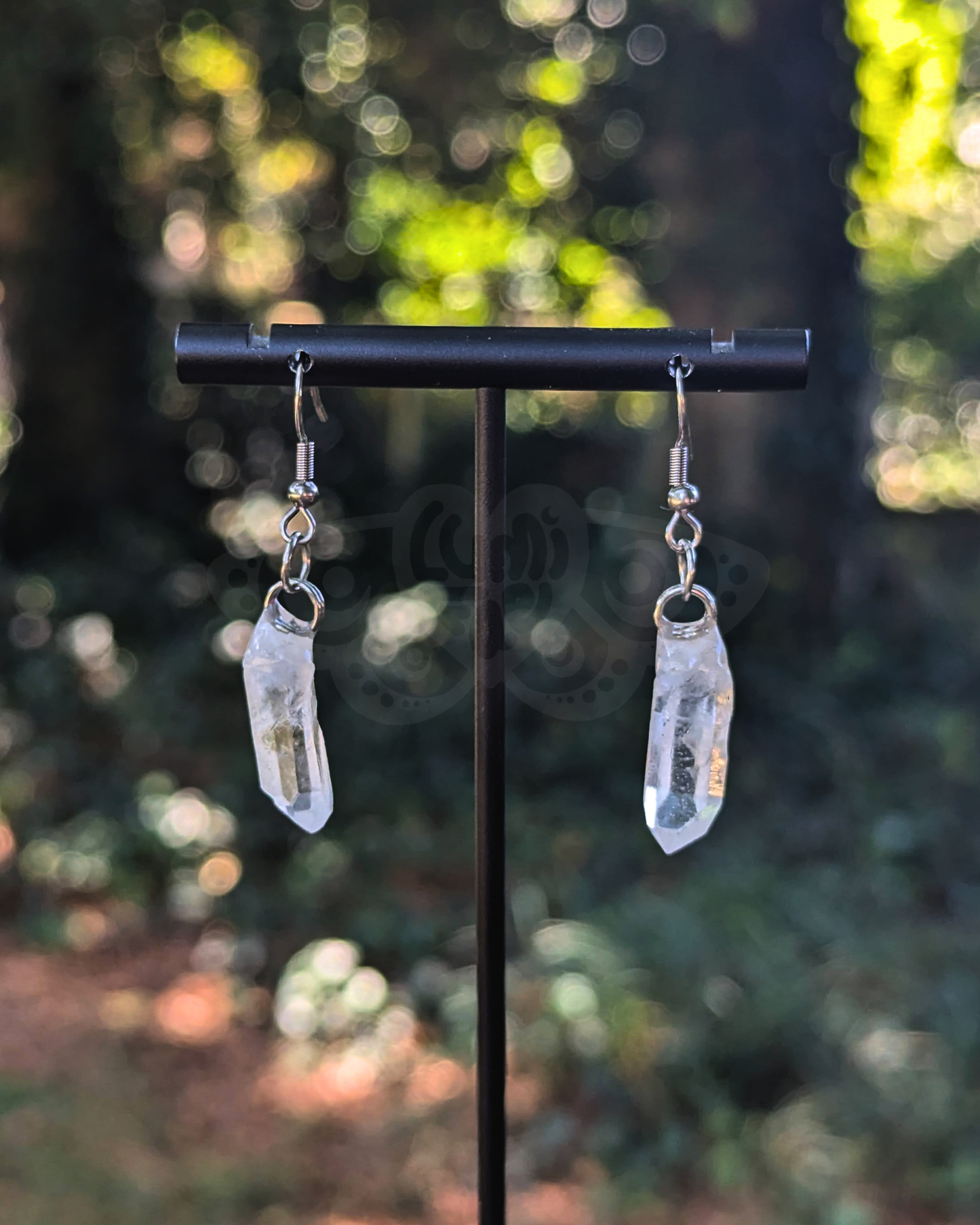 Ethically Sourced Raw Clear Quartz Crystal Earrings on Stainless Steel Lever back Earrings, Natural, Handmade