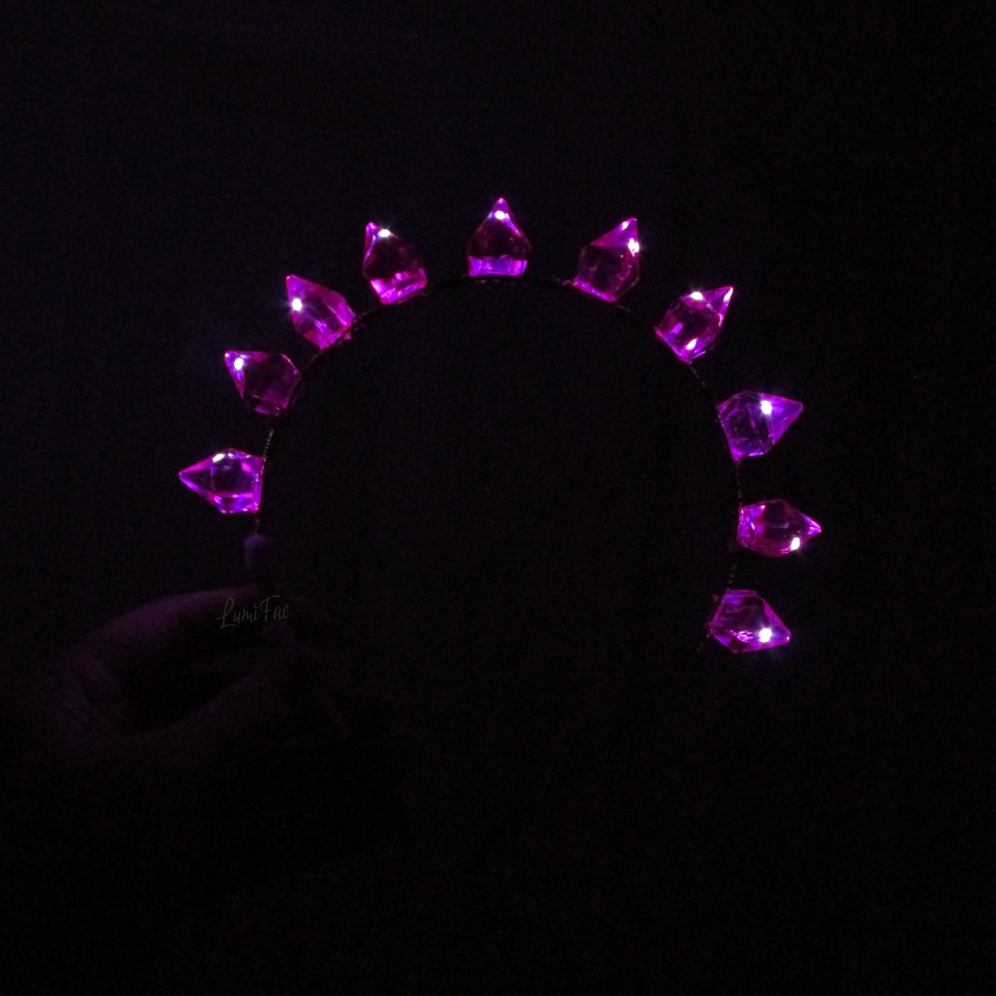 Deep Pink LED Gem Tiara, Flashing, Blinking, Steady