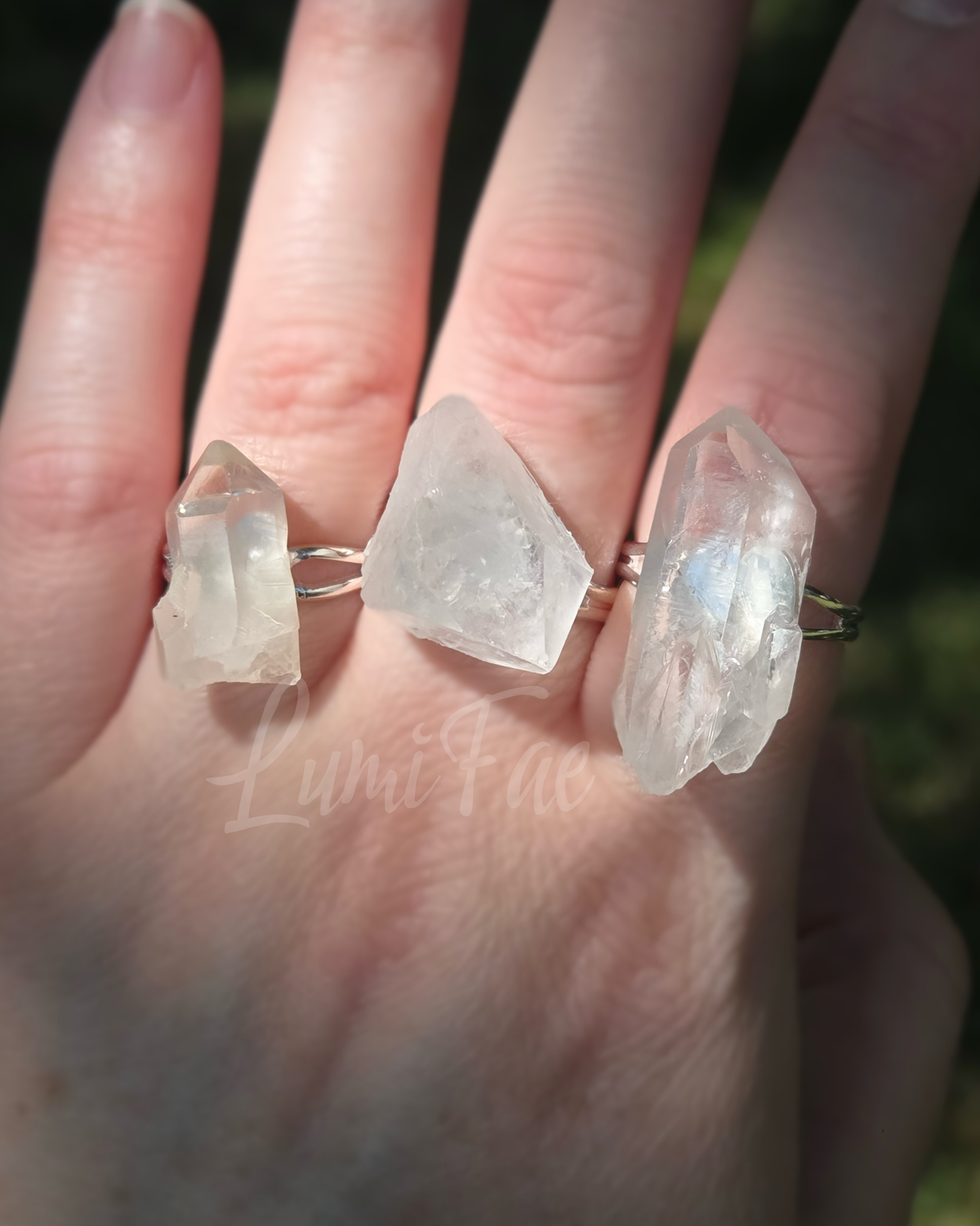 Ethical Clear Quartz Ring, Raw Quartz, Statement Jewelry, Handmade, Adjustable - LumiFae