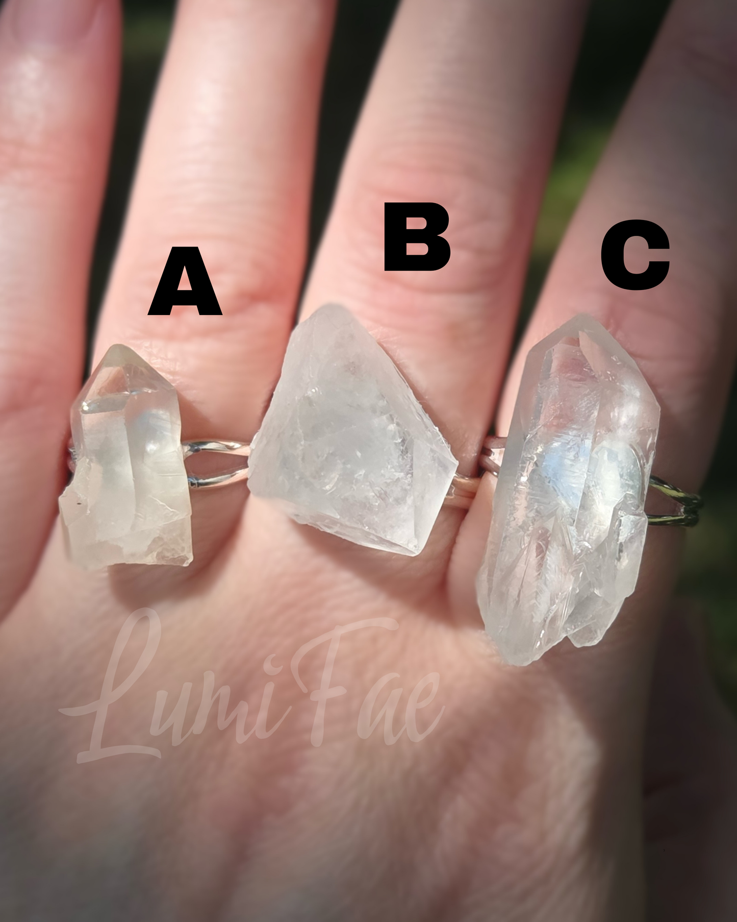 Ethical Clear Quartz Ring, Raw Quartz, Statement Jewelry, Handmade, Adjustable - LumiFae