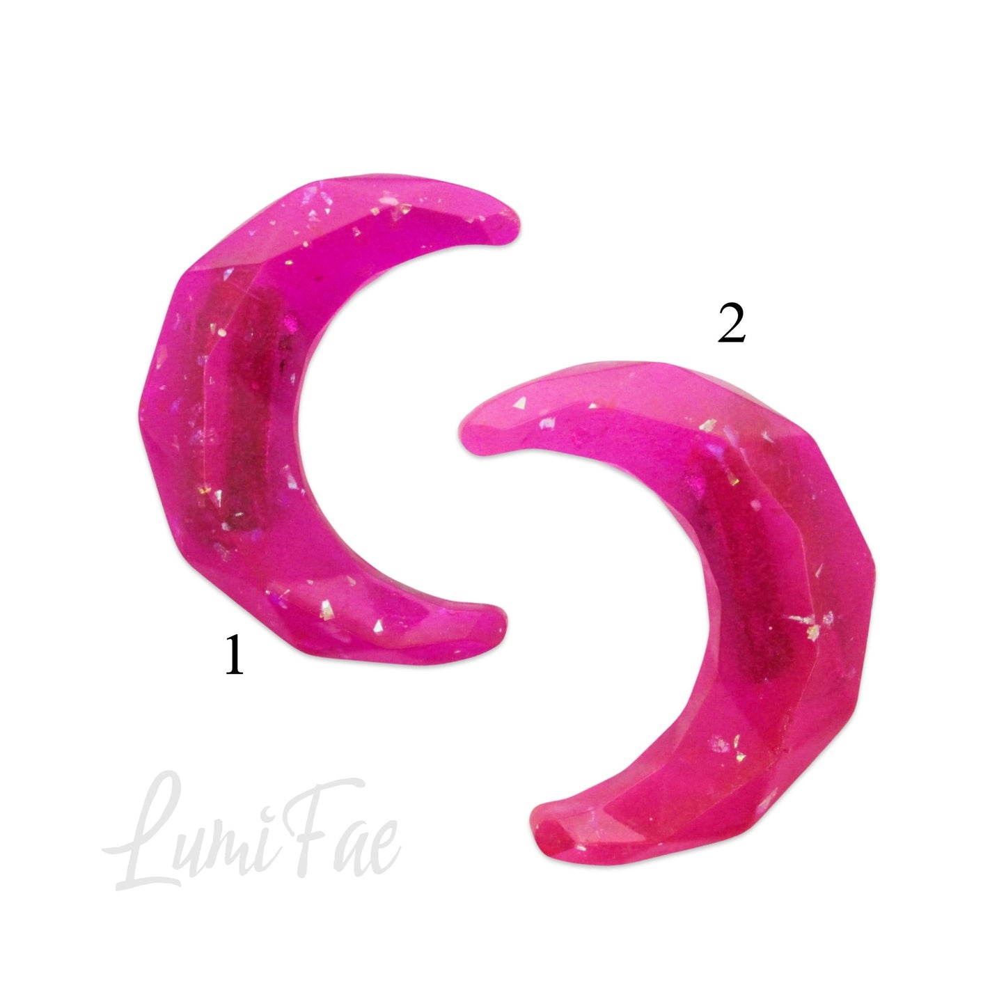 Deep Sparkly Pink Moon Hair clip, 2.5”