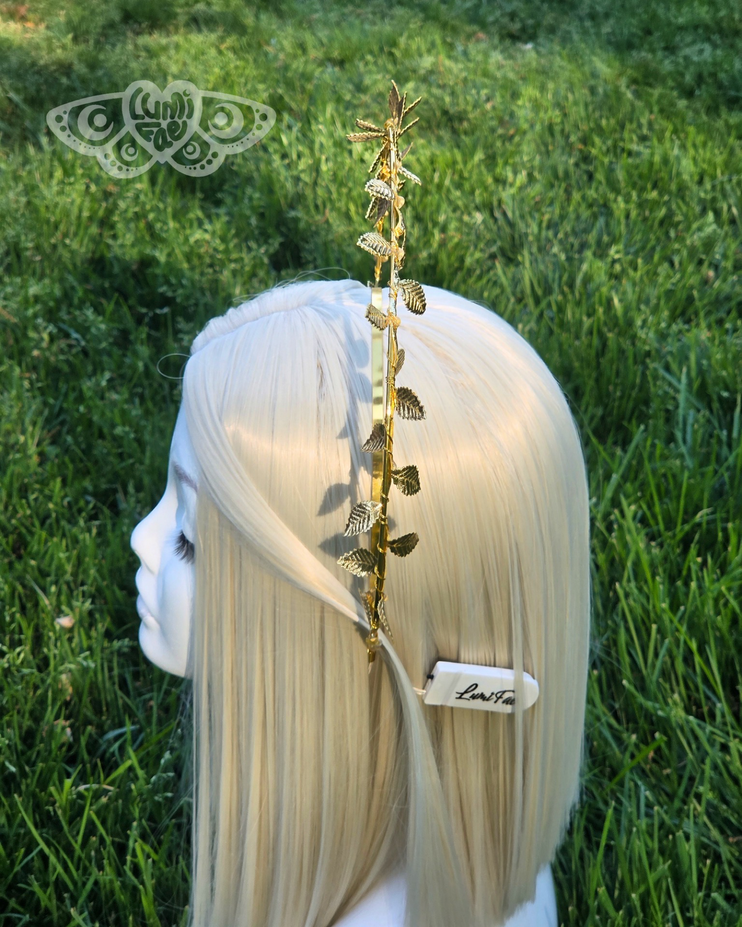 Gold Leaves LED Halo Crown - Extra Large, Ethereal, Goddess, Light Up Headband, Festivals, Bridal - LumiFae