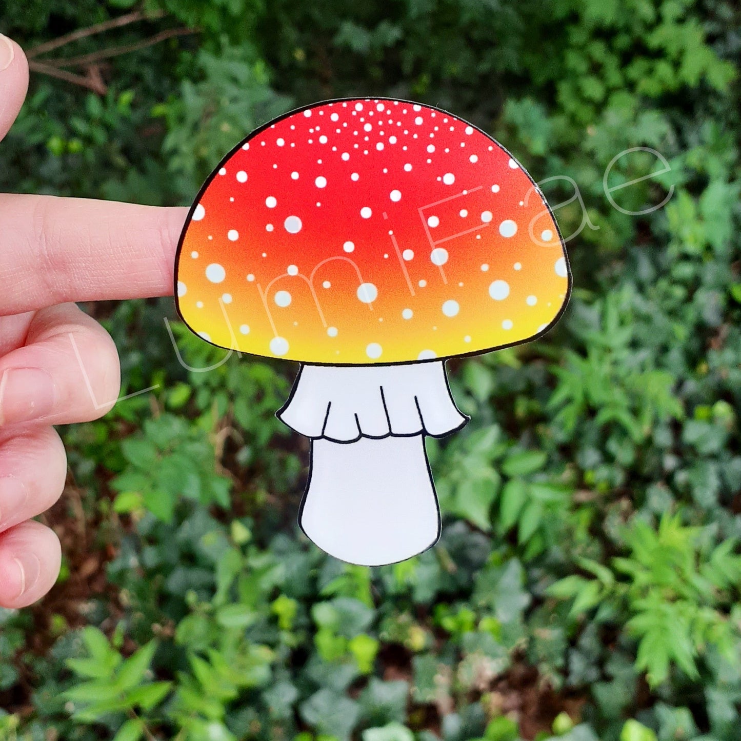 3” Mushroom Sticker, Red Orange, white spots, Waterproof, Amanita Muscaria, Fly Agaric, Fly Amanita - LumiFae