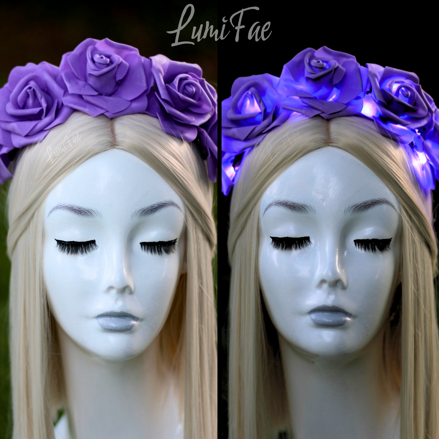 LED Rose Crown, Glowing Flower Tiara, Made-to-Order