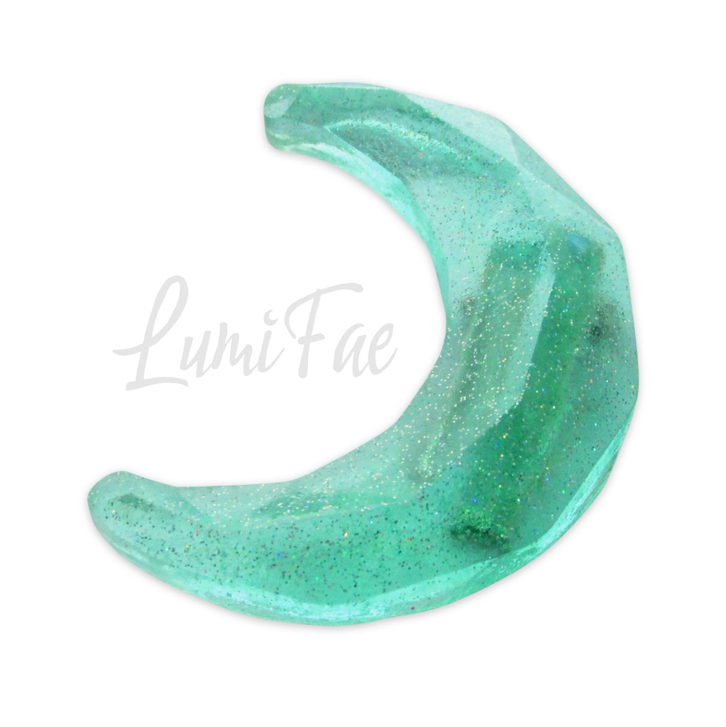 Aqua Blue Sparkly Translucent Moon Hair clip, 2.5”